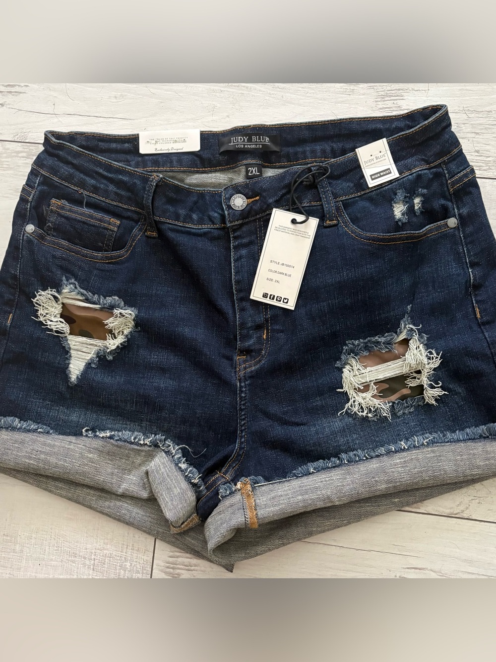 Judy Blue Dark Blue Distressed Denim Shorts
